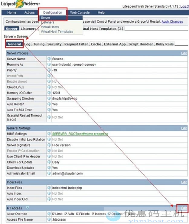 LiteSpeed添加虚拟主机和支持htaccess图文教程