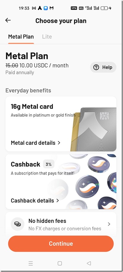 Metal Plan 银白色 高级卡 10 USDC 每个月 费用 Metal Plan 银白色 高级卡 10 USDC 每个月 费用